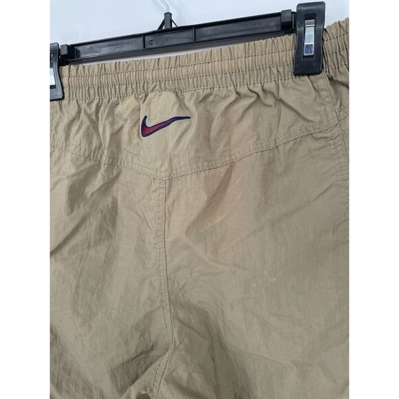 VTG 90s Nike Center Swoosh Spell Out Thigh Logo Nylon Khaki Cargo Pocket Shorts - Picture 12 of 12